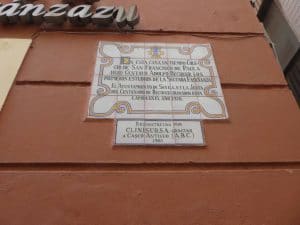 Placa de Bécquer en el antiguo colegio de San Franisco de Sevilla