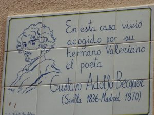 Placa conmemorativa de Bécquer en la casa de su hermano Valeriano