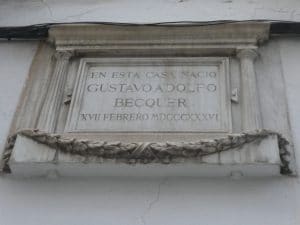 Placa conmemorativa en la casa natal de Bécquer