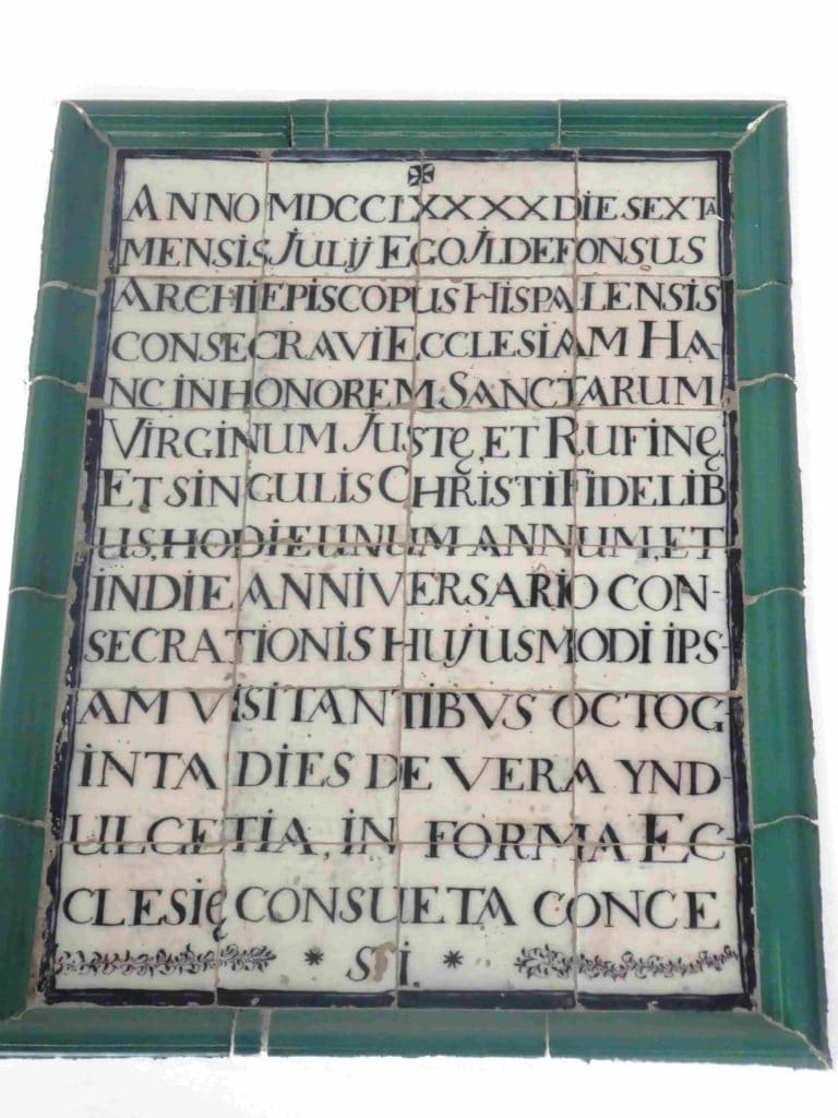 Azulejo conmemorativo de la consagración del convento de capuchinos de Sevilla en 1790