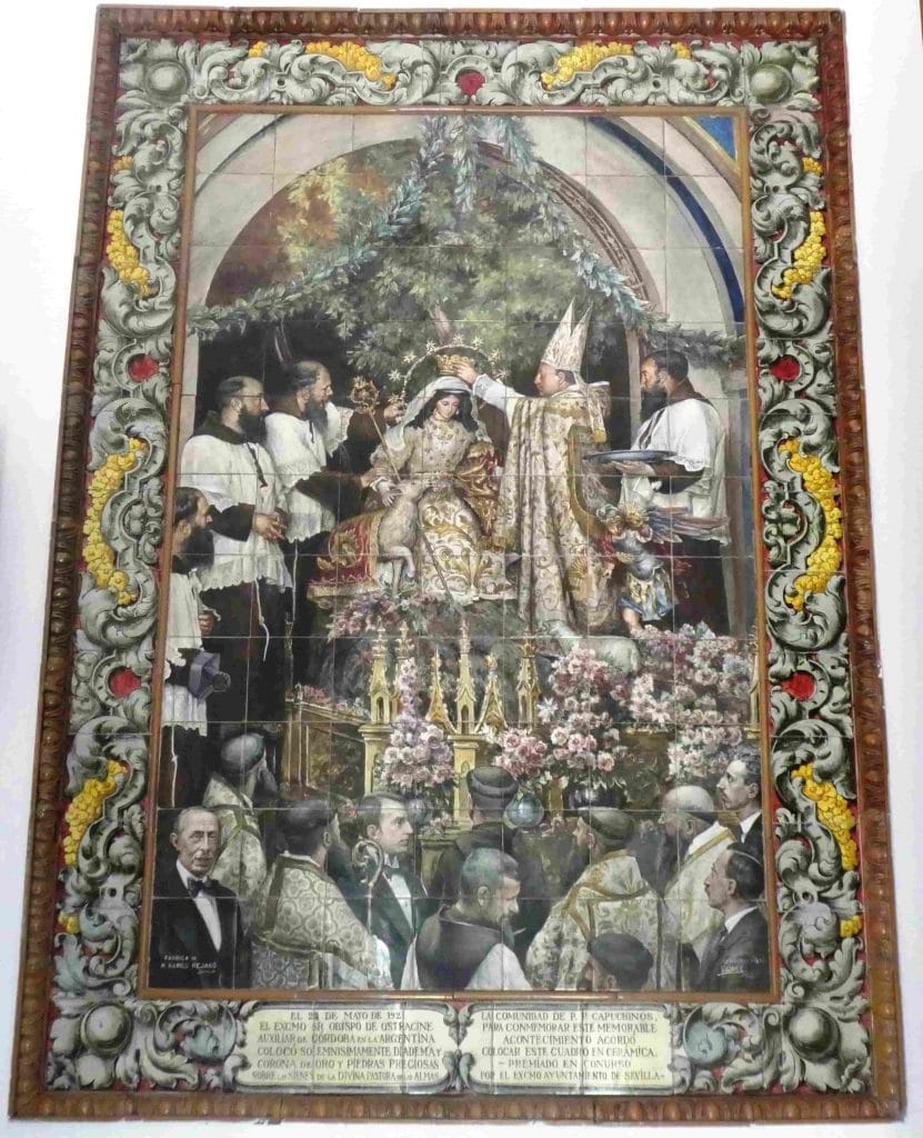 Azulejo de Enrique Orce sobre la coronación de la Divina Pastora